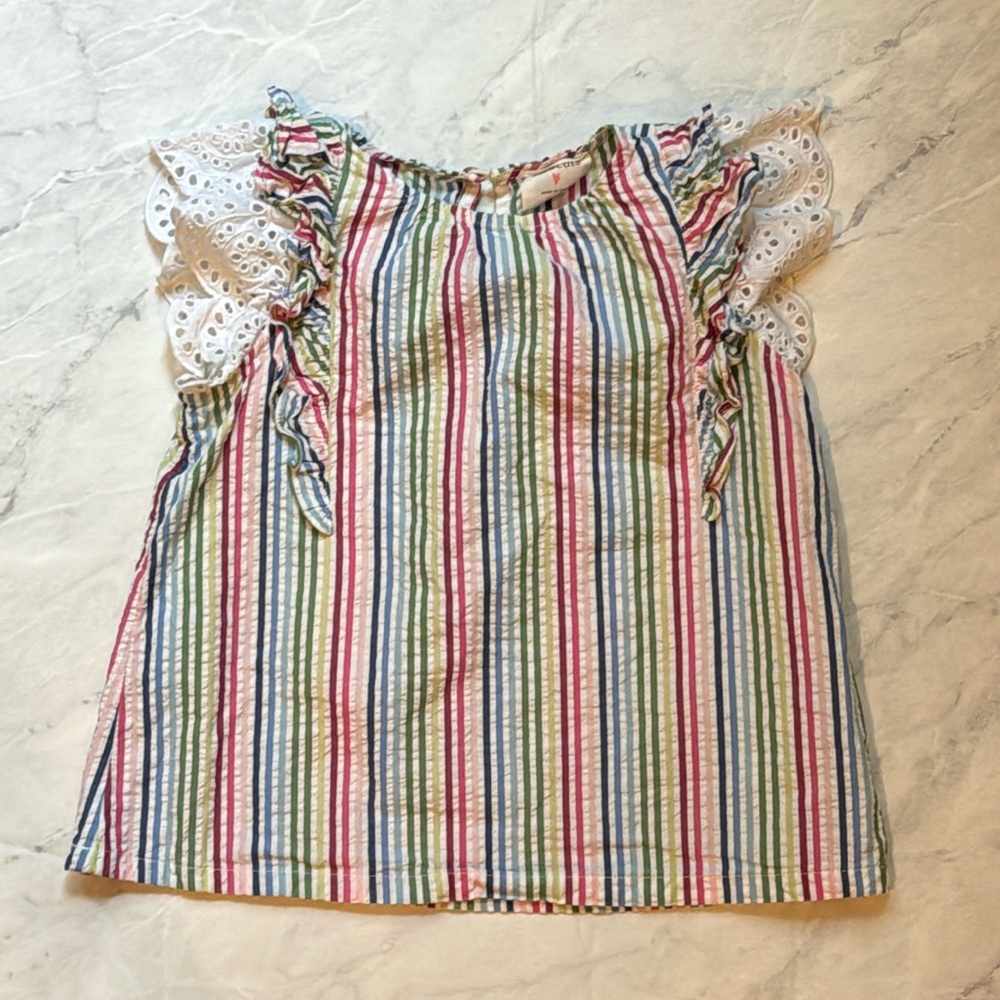 Lace sleeved striped top